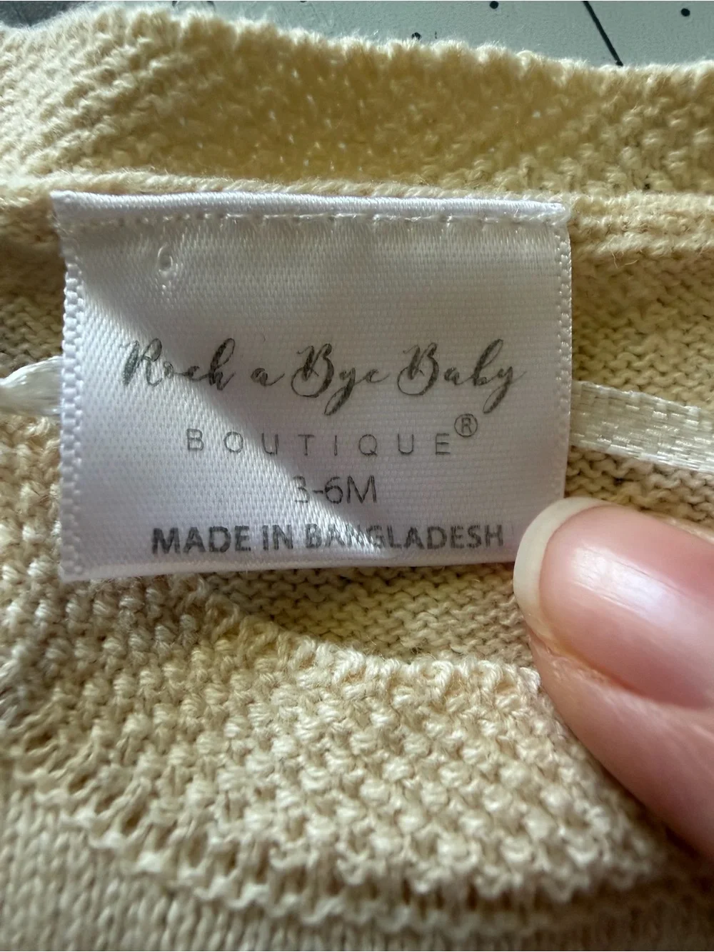 3/$20 Rock a Bye Baby Cream Knit Long-Sleeve Baby One-Piece Side Button Placket